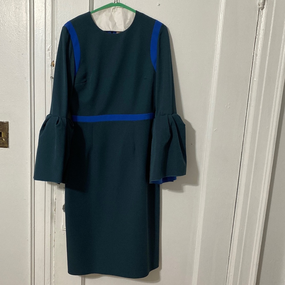 Roksanda womens green dress with bell sleeves size 6